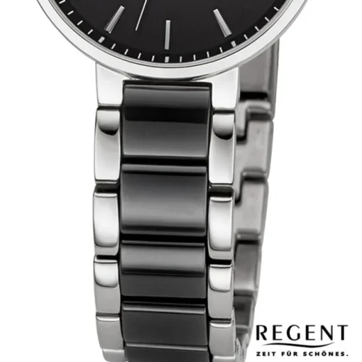 Regent Damen Armbanduhr Analog Keramikarmband silber schwarz URF1462