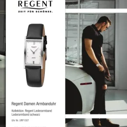Regent Damen Armbanduhr Analog Lederarmband schwarz URF1507