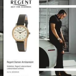 Regent Damen Armbanduhr Analog Lederarmband schwarz UR2094049