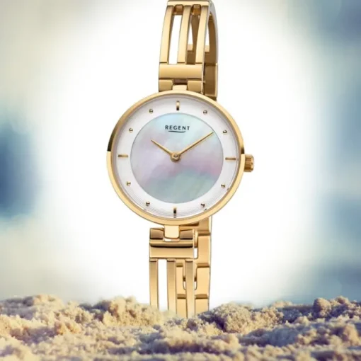Regent Damen Armbanduhr Analog F-1149 Quarz-Uhr Metall gold URF1149