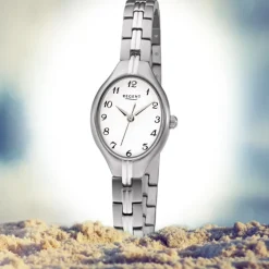 Regent Damen Armbanduhr Analog F-1162 Quarz-Uhr Titan silber URF1162