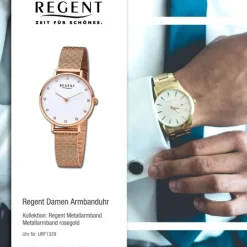 Regent Damen Armbanduhr Analog Metallarmband rosegold URF1329