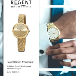 Regent Damen Armbanduhr Analog Metallarmband gold UR2212544