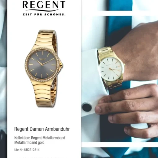 Regent Damen Armbanduhr Analog Metallarmband gold UR2212814