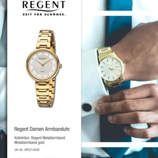 Regent Damen Armbanduhr Analog Metallarmband gold UR2214046