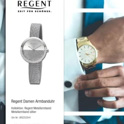 Regent Damen Armbanduhr Analog Metallarmband silber UR2252541