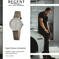 Regent Damen Armbanduhr Analog Lederarmband braun URBA694