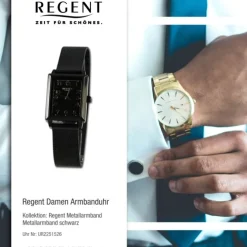 Regent Damen Armbanduhr Analog Metallarmband schwarz UR2251526