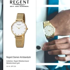 Regent Damen Armbanduhr Analog Metallarmband gold URF1330