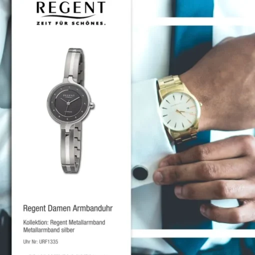Regent Damen Armbanduhr Analog Metallarmband silber URF1335