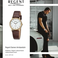 Regent Damen Armbanduhr Analog Lederarmband braun URF1430