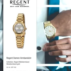 Regent Damen Armbanduhr Analog Metallarmband gold URF1490