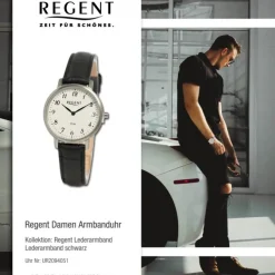 Regent Damen Armbanduhr Analog Lederarmband schwarz UR2094051