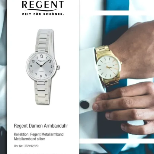 Regent Damen Armbanduhr Analog Metallarmband silber UR2192520