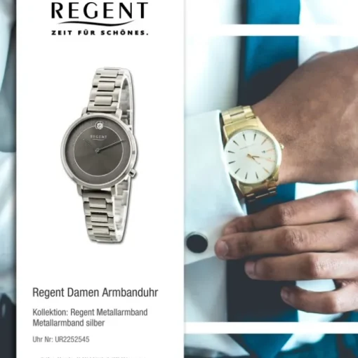 Regent Damen Armbanduhr Analog Metallarmband silber UR2252545