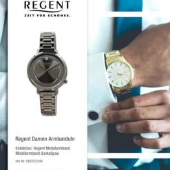Regent Damen Armbanduhr Analog Metallarmband dunkelgrau UR2252549