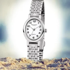 Regent Damen Armbanduhr Analog F-1169 Quarz-Uhr Metall silber URF1169