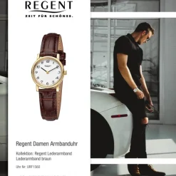 Regent Damen Armbanduhr Analog Lederarmband braun URF1560