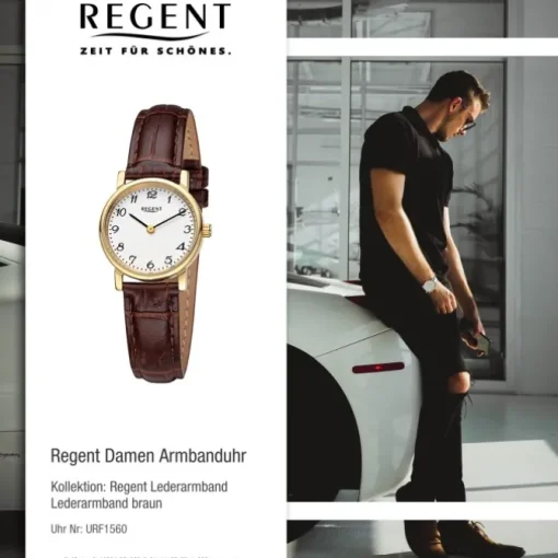 Regent Damen Armbanduhr Analog Lederarmband braun URF1560