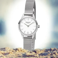 Regent Damen Armbanduhr Analog F-1165 Quarz-Uhr Metall silber URF1165