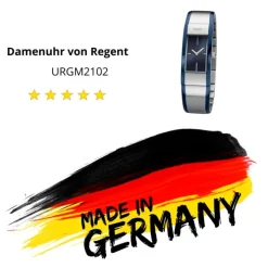 Regent Damen Armbanduhr Analog GM-2102 Quarz-Uhr Metallband blau silber URGM2102