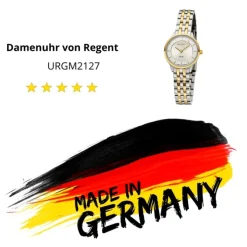 Regent Damen Armbanduhr Analog GM-2127 Quarz-Uhr Metallband bicolor URGM2127