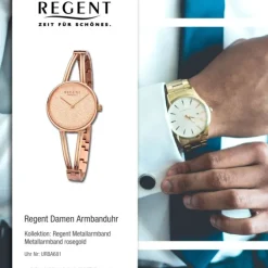 Regent Damen Armbanduhr Analog Metallarmband rosegold URBA681