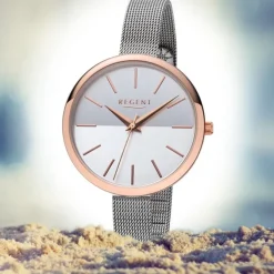 Regent Damen Armbanduhr Analog F-1170 Quarz-Uhr Metall silber URF1170