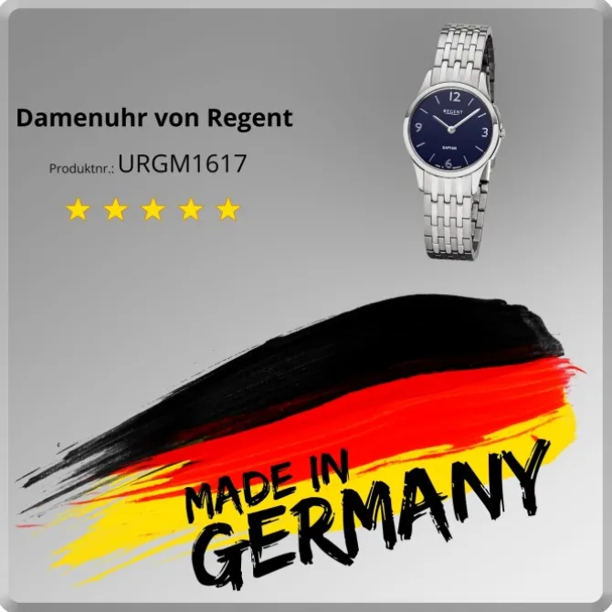 Regent Damen Armbanduhr Analog GM-1617 Quarz-Uhr Metall silber URGM1617