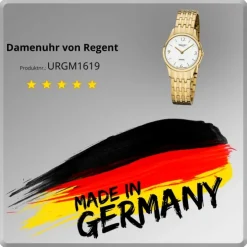 Regent Damen Armbanduhr Analog GM-1619 Quarz-Uhr Metall gold URGM1619