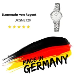 Regent Damen Armbanduhr Analog GM-2120 Quarz-Uhr Metallband silber URGM2120