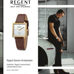Regent Damen Armbanduhr Analog Lederarmband braun UR2154097