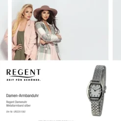 Regent Damen Armbanduhr Analog Metallarmband silber UR2251592