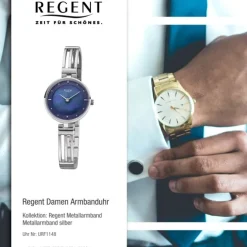 Regent Damen Armbanduhr Analog F-1148 Quarz-Uhr Metall silber URF1148