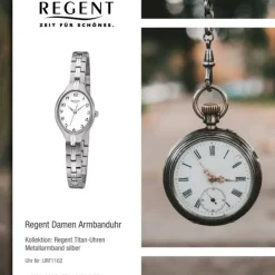 Regent Damen Armbanduhr Analog F-1162 Quarz-Uhr Titan silber URF1162