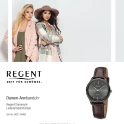 Regent Damen Armbanduhr Analog Lederarmband braun UR2114085