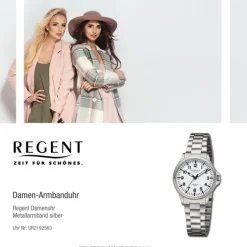 Regent Damen Armbanduhr Analog Metallarmband silber UR2192563