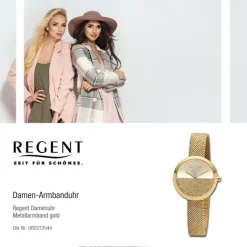 Regent Damen Armbanduhr Analog Metallarmband gold UR2212544