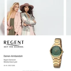 Regent Damen Armbanduhr Analog Metallarmband gold UR2212808