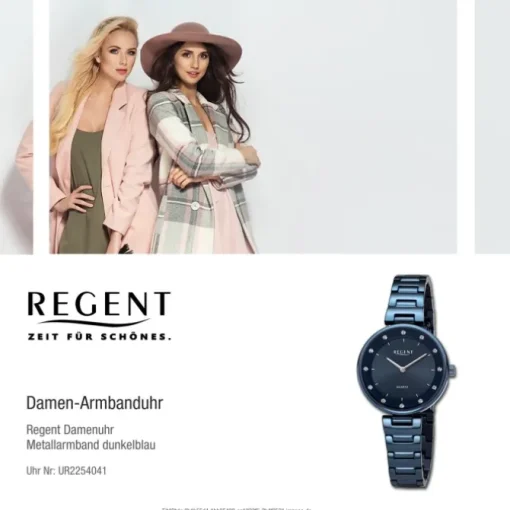 Regent Damen Armbanduhr Analog Metallarmband dunkelblau UR2254041