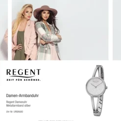 Regent Damen Armbanduhr Analog Metallarmband silber URBA680