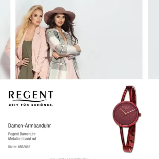 Regent Damen Armbanduhr Analog Metallarmband rot URBA683