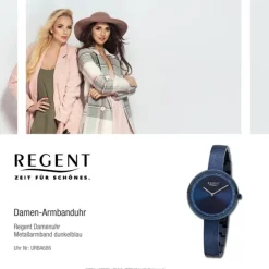 Regent Damen Armbanduhr Analog Metallarmband dunkelblau URBA686