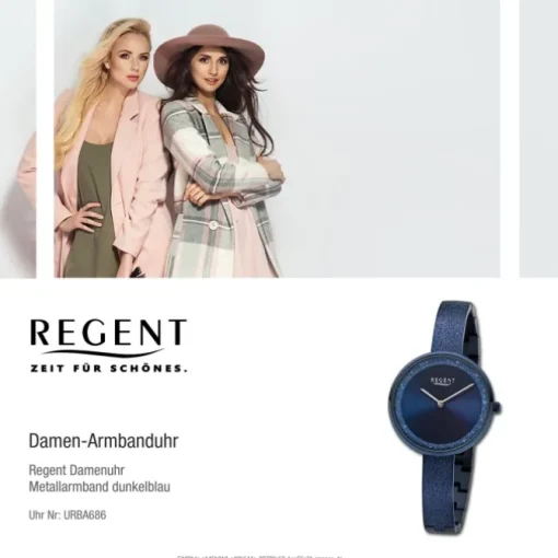 Regent Damen Armbanduhr Analog Metallarmband dunkelblau URBA686