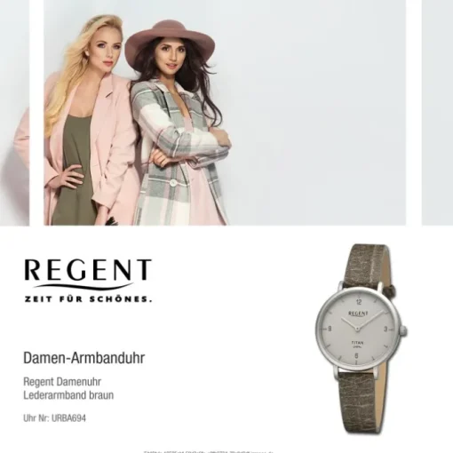 Regent Damen Armbanduhr Analog Lederarmband braun URBA694