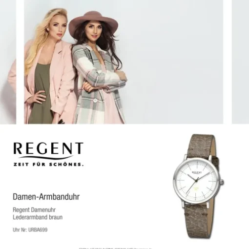 Regent Damen Armbanduhr Analog Lederarmband braun URBA699