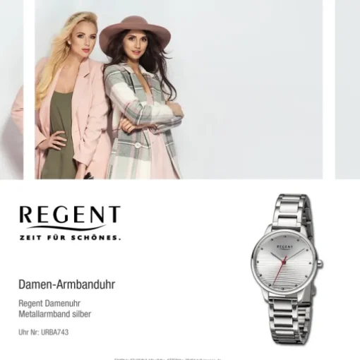 Regent Damen Armbanduhr Analog Metallarmband silber URBA743