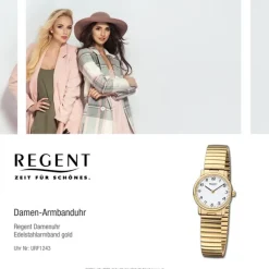 Regent Damen Armbanduhr Analog Edelstahlarmband gold URF1243