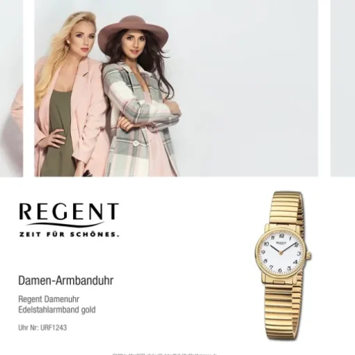 Regent Damen Armbanduhr Analog Edelstahlarmband gold URF1243