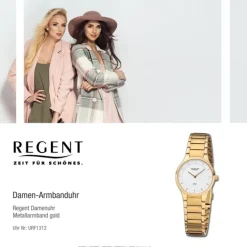Regent Damen Armbanduhr Analog Metallarmband gold URF1312